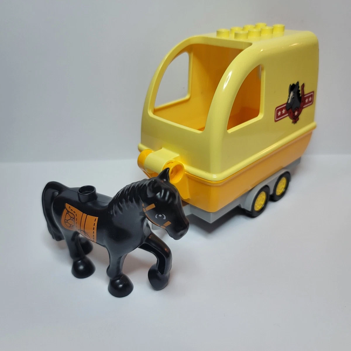 Lego Duplo Yellow Horse Trailer 10807 Replacement And Black Horse