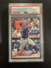 Ronald Acuna Jr Rookie card 2018 Topps Complete Set #698 PSA10. rookie card picture