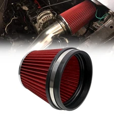 152mm 6" High Flow Round Tapered Cone Closed-Top Washable Clamp-On Dry Air Fi...