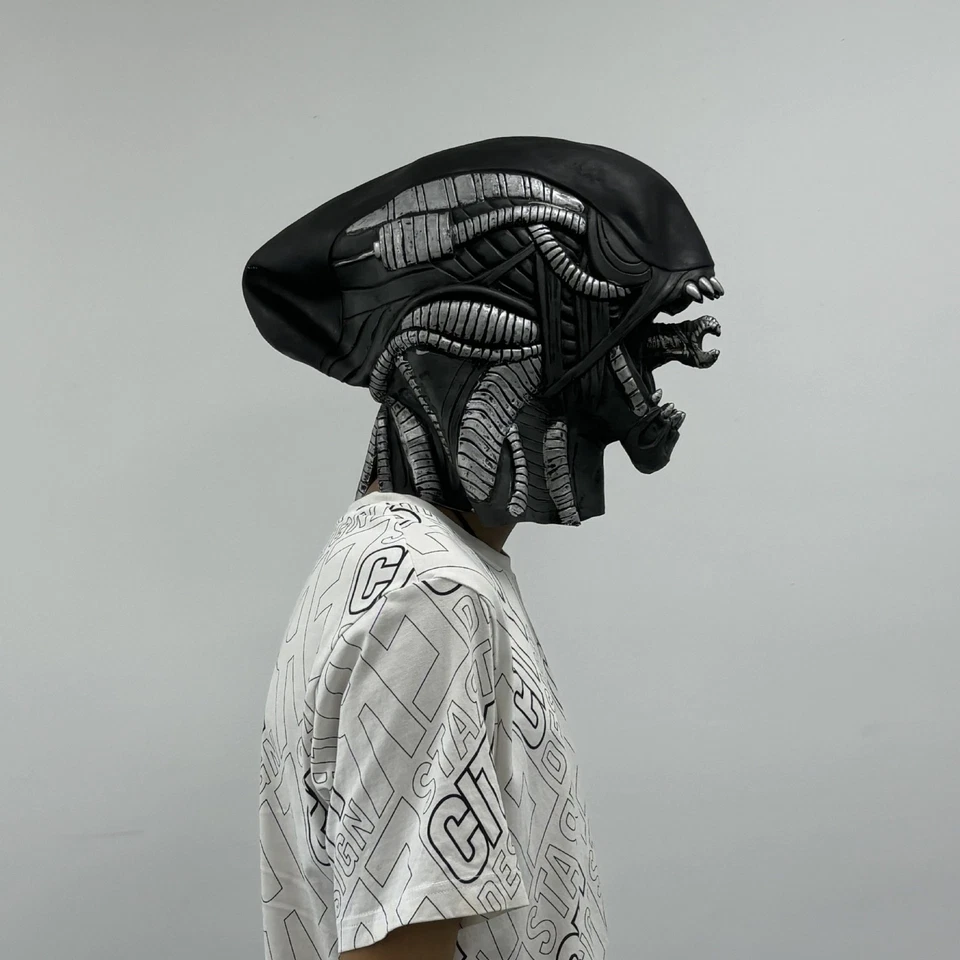 Alien Xenomorph Latex Mask Halloween Party Cospaly Spoof Head Cover &Mask - Image 3 of 4