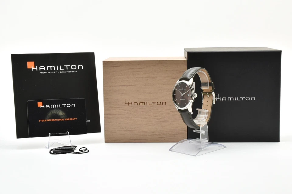 [N COMO NUEVO/caja, papel] Reloj para hombre Hamilton H324510 Jazzmaster marrón Qz JAPÓN Foto 3 de 4