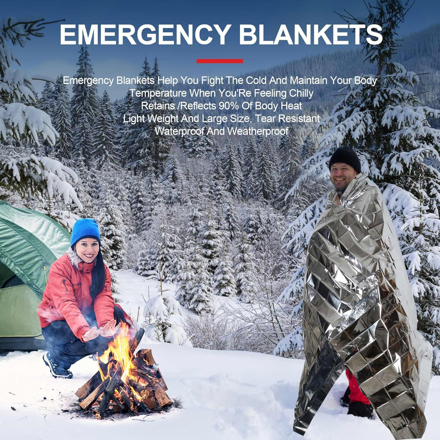 9 Pack Emergency Blankets, Outdoor Survival Emergency Insulated Gear, Mylar Ther