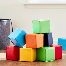 Play Day Foam Blocks, Soft Faux Leather, Multicolor, 9 Pieces, Toddler Toys