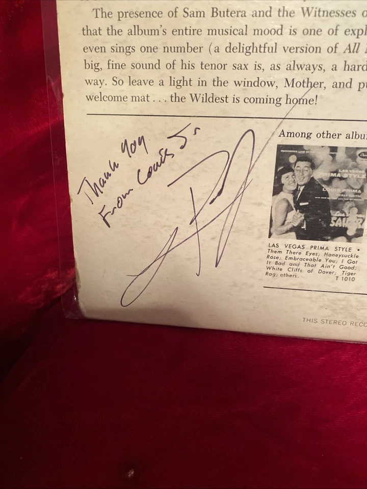 Louis Prima LP The Wildest Comes Home -Capitol -G+ Vinyl- Signed By Louis Jr! - Image 3 of 4