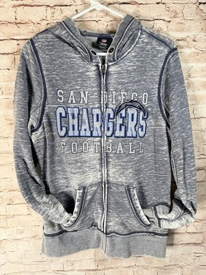 NFL Team Apparel Womens San Diego Chargers Hoodie Full Zip Pockets Thin Med