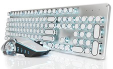EWEADN TK950 Typewriter Mechanical Keyboard and Mouse, 104 Keys Aesthetic Typ...
