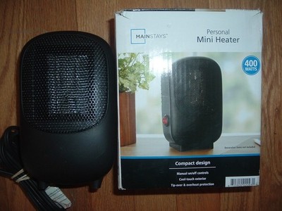 Mainstays Personal Mini Electric Ceramic Heater 400 WATTS Indoor Black