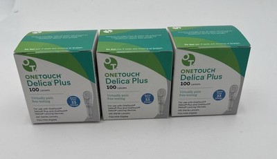 BRAND NEW~(3) 100 COUNT~ONE TOUCH DELICA PLUS~EXTRA FINE 33~ALL EXP 2031