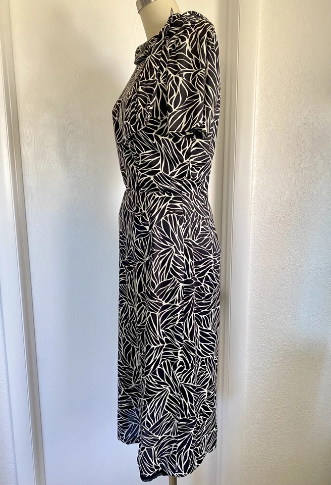 Vestido de mujer Henry Lee Mid Century vintage años 60 tejido nailon negro blanco años 60 Foto 3 de 4