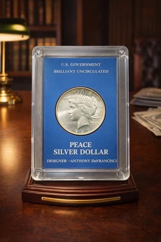 1923 Peace Silver Dollar – Brilliant Uncirculated in Display...