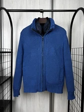 Fay Blue knitted wool bomber jacket with lining size 50