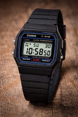 Casio F-91W-1YER Casual Digital Watch, Black Resin Strap