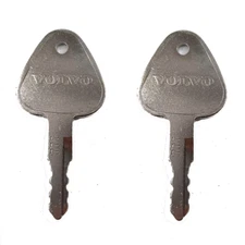 (2) Volvo Excavator all Metal Ignition Keys with Logo VOE14529178