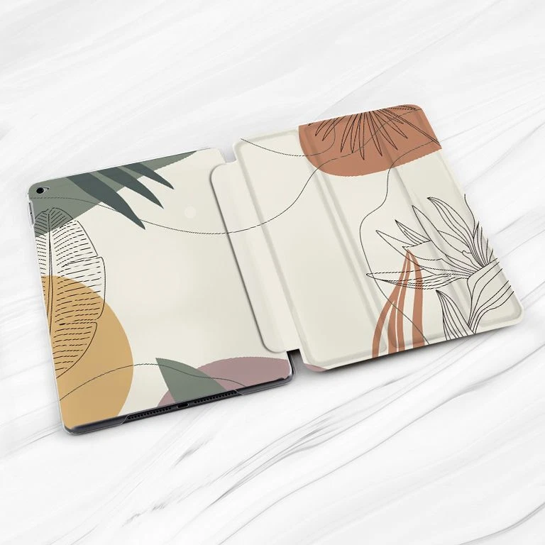 Floral Line Art Bubbles Leaf Case For iPad 10.2 Air 3 4 5 Pro 9.7 11 12.9 Mini - Image 2 of 4