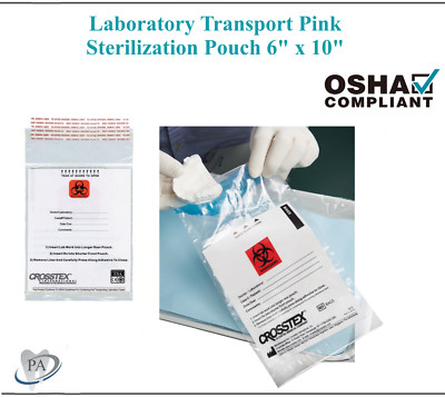 Laboratory Crosstex Lab Transport Bags Sterilization Pouch 6'' x 10'', 250/Bags