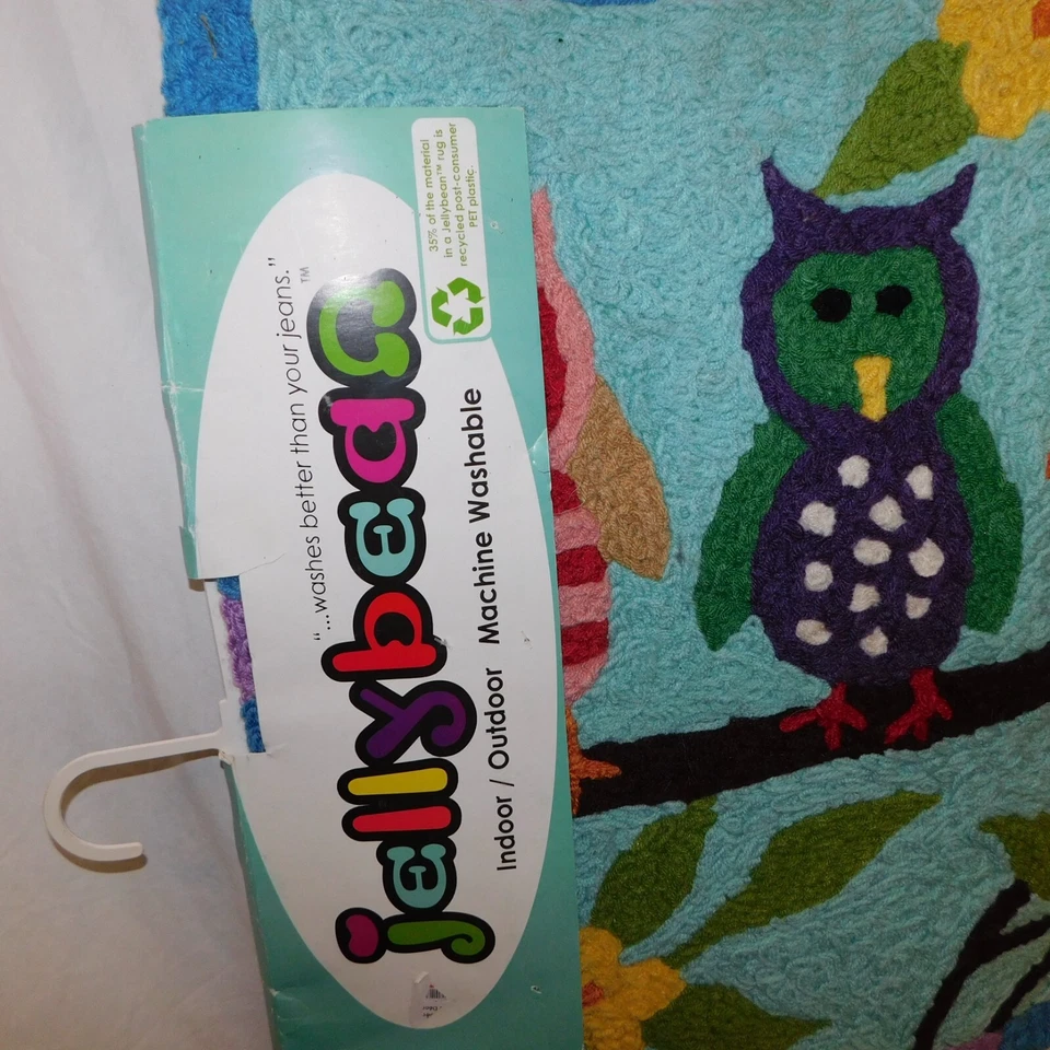 Nueva alfombra de acento Jellybean Owls interior exterior habitación de niños colorida 22"x34" Foto 2 de 4