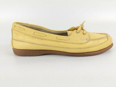 Aerosoles gelbe Leder Slipper Mokassin Bootsschuhe UK 3