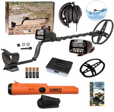 Garrett AT Pro Waterproof Metal Detector with Pro Pointer AT, Finds Box & More