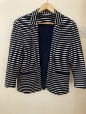 Beautiful Navy/white Striped Jacket Size L (12)