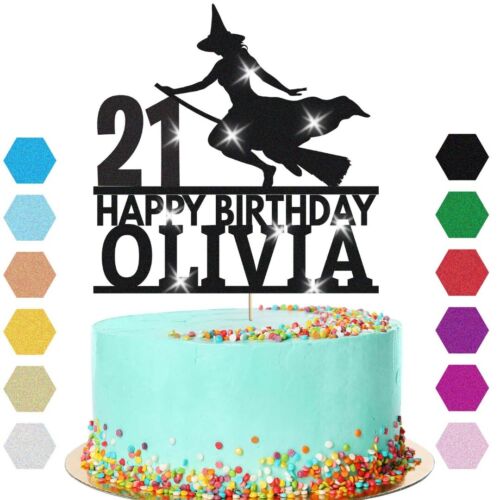 Witch Broom Cake Topper Personalised Girls Birthday Decoration Any Name &  Age | eBay