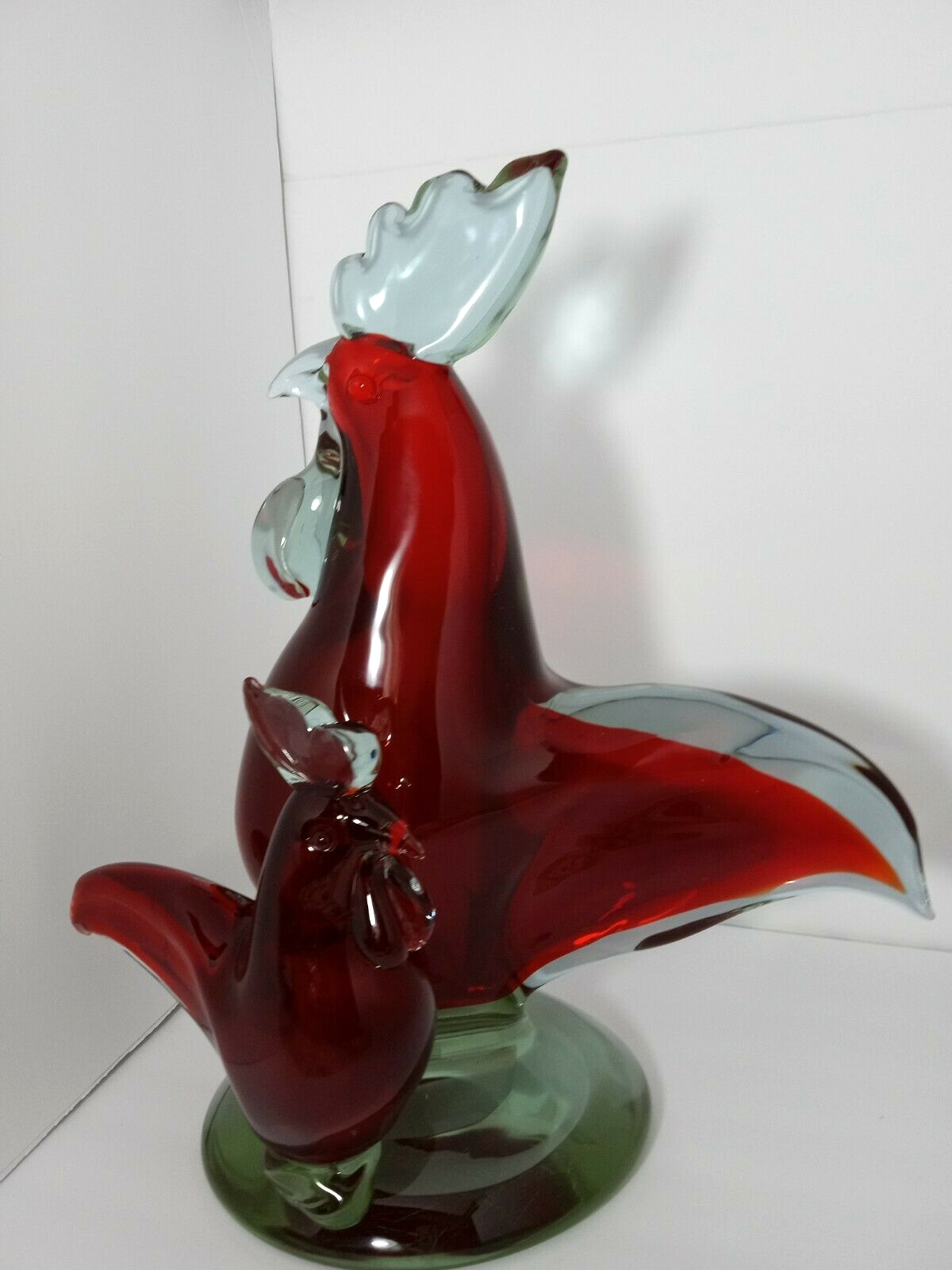 Vintage Murano Glass Double Red Roosters eBay
