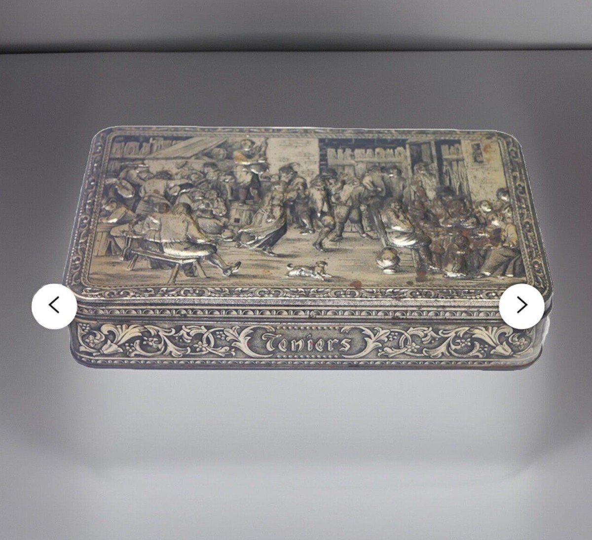 Tin Tavern Scene De Beukelaer Antwerp Trinket Box Hinged Belgium