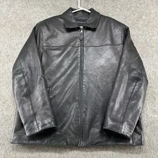 VINTAGE Marc New York Leather Coat Mens L Black Bomber Soft Buttery Genuine Y2K