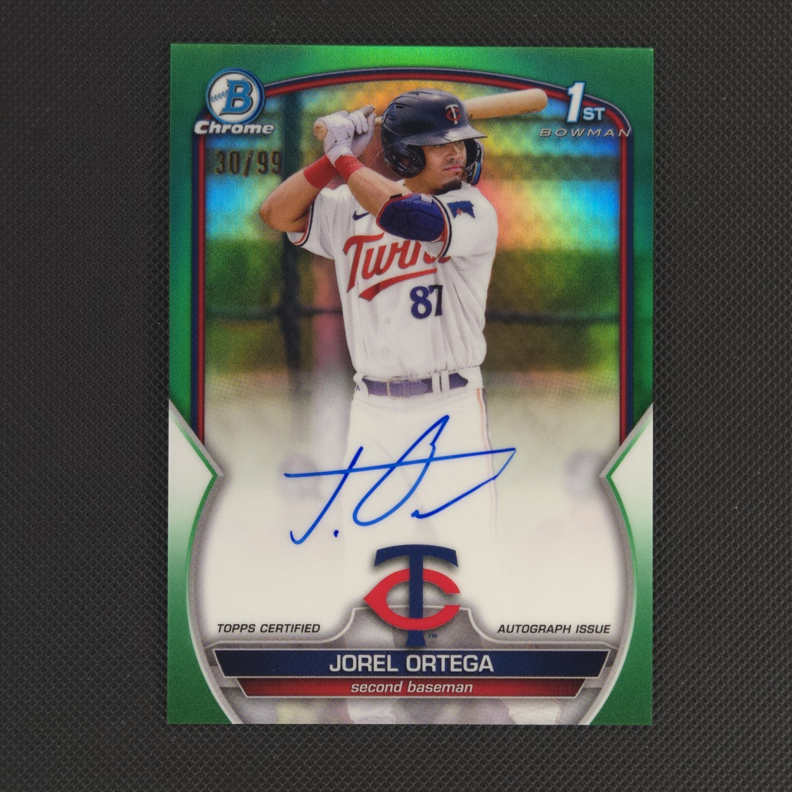 2023 Bowman Chrome Jorel Ortega 1st Prospect True Green Refractor Auto #30/99