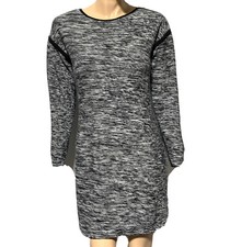 Athleta Retreat Dress Black & Gray Long Sleeve Sweater Size M Medium Long Sleeve