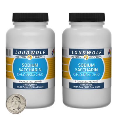 Sodium Saccharin / 1 Lb / 2 Bottles / 99.9% Pure USP Food Grade / Fine Crystals