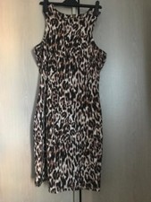 Animal Print Sleeveless Dress Size 20 Brown Leopard Bodycon