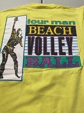 Vintage 1980s-90s Beach Gear Made In USA Yellow Beach Volleyball T Shirt Medium