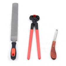 3 in 1 Horse Hoof Trimming Farrier Tool Kit Horseshoe File Rasp Cutter Knife