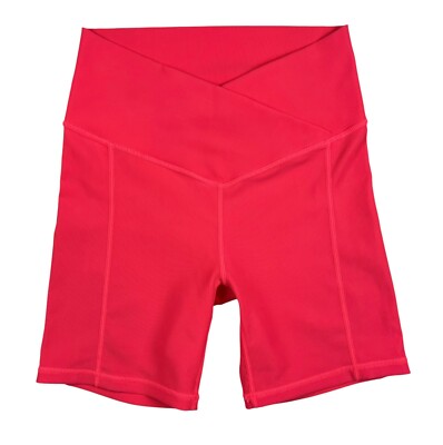 Wilo The Label Coral Pink Crossover Ribbed Bike Shorts  Size M  Athletic Yoga