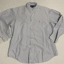 Ralph Lauren Mens White Blue Collared Striped Button Front Shirt Size 16 1/2-35