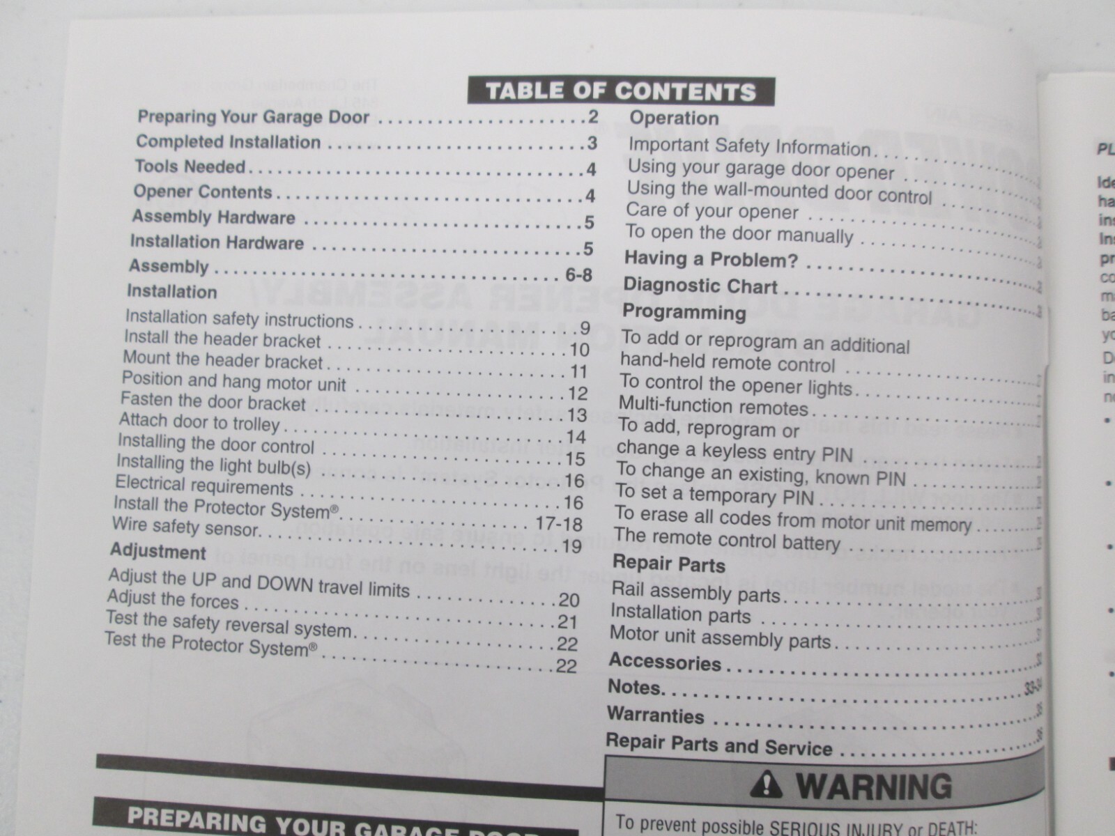 Chamberlain Power Drive Garage Door Opener Assembly Installation Manual