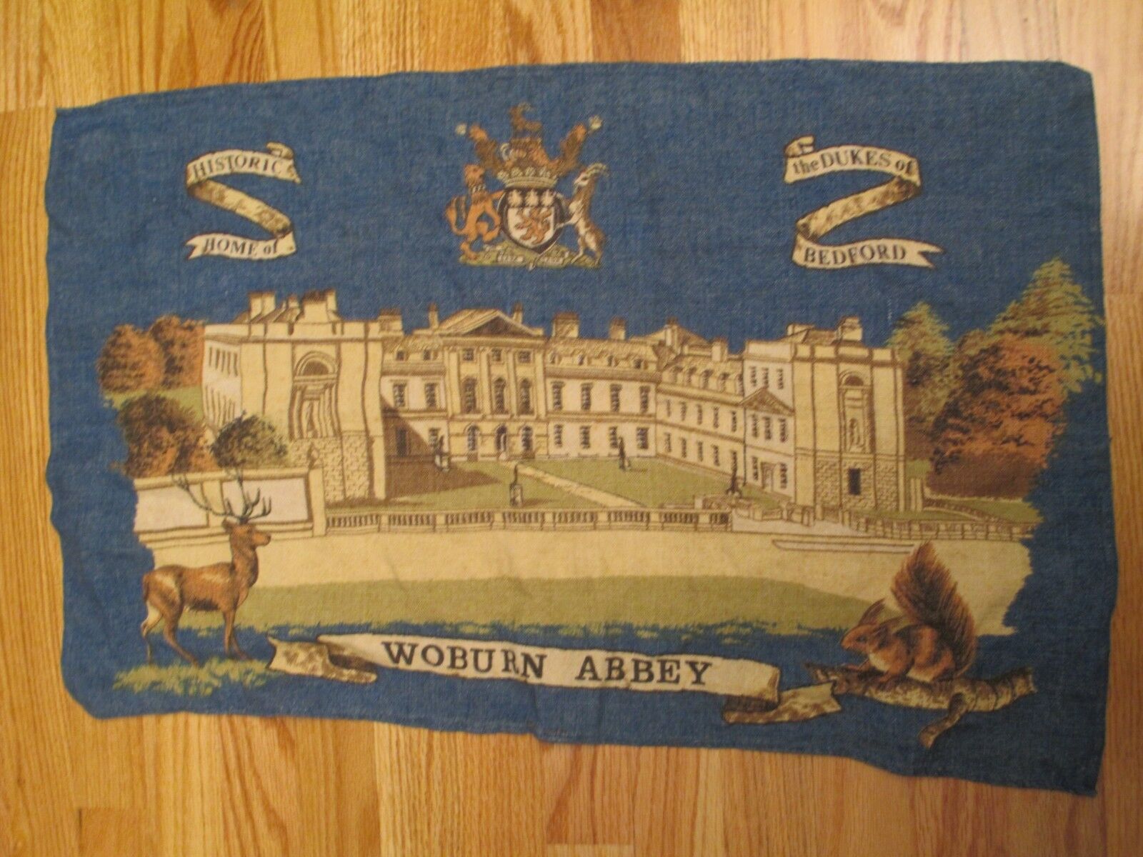 Vintage Historic Home of WOBURN ABBEY - DUKES OF BEDFORD 29 x 18 Cloth Tapestry