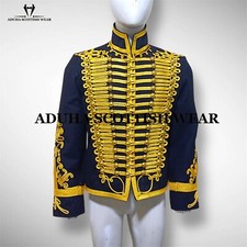 Men's Military Uniform Blue Napoleonic Hussar Jacket Tunic Pelisse Jimi Hendrix
