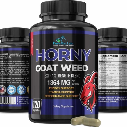 Horny Goat Weed w/ Maca Ginseng L-Arginine 1364mg Premium Sexual Enhancer 120ct