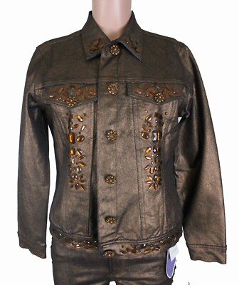 NEW - DG2 Metallic-Washed Jeweled Denim Jacket & Jeans - SZ 6,S