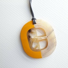 Buffalo Horn  Lacquer Pendant Necklace, Vintage Jewelry, Unique Nice Gift