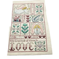 Corinthians 13:13 the Greatest of these is Love Finished Cross Stitch Unframed