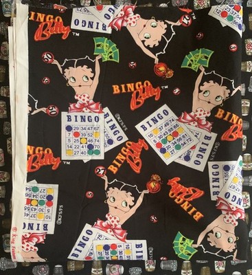 *VTG* Betty Boop Bingo Fabric Cotton Hearst Fleischer BTHY 18x42 