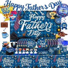 Fathers Day Decorations, 229 Pcs Happy Father Day Tableware Set Include Father's