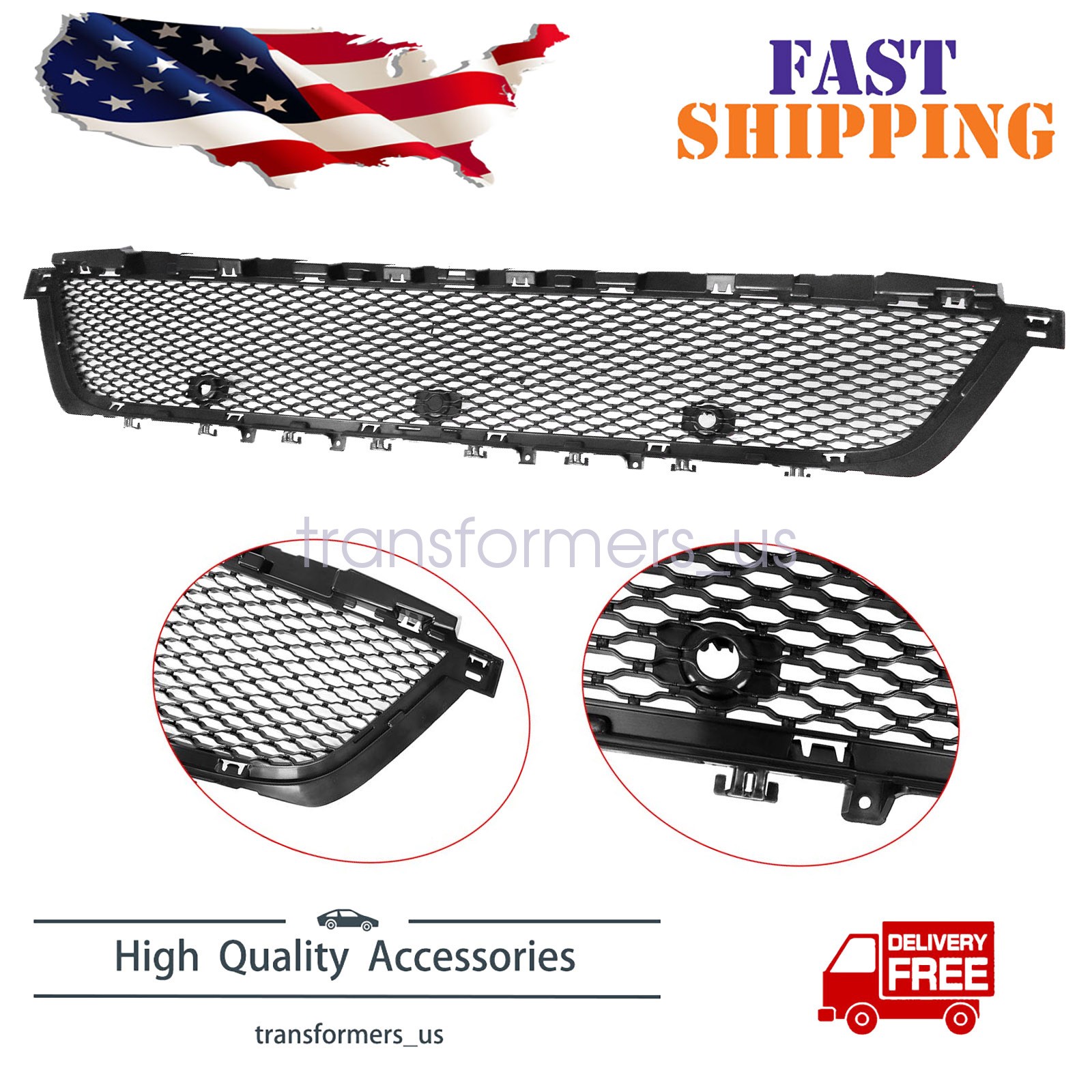 LR106782 Black Front Bumper Center Grille Cover Fit Range Rover Velar 2018-2020