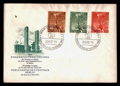 DR WHO 1952 GERMANY FDC OLYMPICS CACHET COMBO R15224