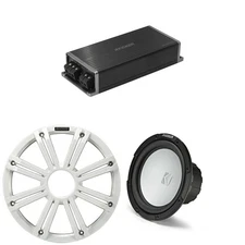 Kicker Marine KPX500.1 Powersports Amp & 10" Free Air 4 Ohm ( White Grill ) S...