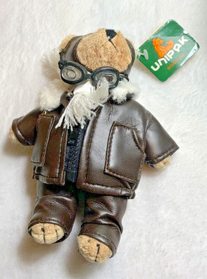 NWT Vintage Unipak Plush Bear Pilot Aviator Bomber Jacket Googles