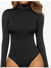 Mangopop Black Long Sleeve Mock Neck Turtleneck Bodysuit Size Medium
