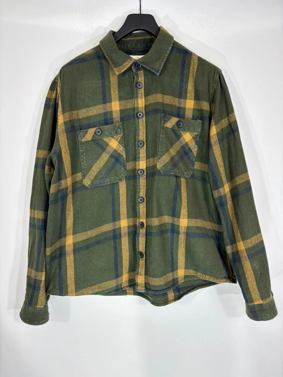 LL Bean Chemise Homme 16,5 Jaune Rayé Manches Longues Boutonnée